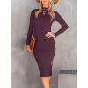 imageANRABESS Womens Long Sleeve Mock Neck Slim Fit Ribbed Bodycon Knit Slit Cocktail Sweater Midi Dress 2025 Trendy Fall OutfitsPurple