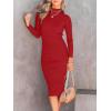 imageANRABESS Womens Long Sleeve Mock Neck Slim Fit Ribbed Bodycon Knit Slit Cocktail Sweater Midi Dress 2025 Trendy Fall OutfitsRed