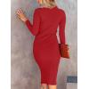 imageANRABESS Womens Long Sleeve Mock Neck Slim Fit Ribbed Bodycon Knit Slit Cocktail Sweater Midi Dress 2025 Trendy Fall OutfitsRed