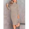 imageANRABESS Womens Long Sleeve Mock Neck Slim Fit Ribbed Bodycon Knit Slit Cocktail Sweater Midi Dress 2025 Trendy Fall OutfitsRed Apricot