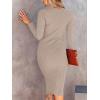 imageANRABESS Womens Long Sleeve Mock Neck Slim Fit Ribbed Bodycon Knit Slit Cocktail Sweater Midi Dress 2025 Trendy Fall OutfitsRed Apricot