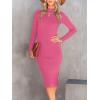 imageANRABESS Womens Long Sleeve Mock Neck Slim Fit Ribbed Bodycon Knit Slit Cocktail Sweater Midi Dress 2025 Trendy Fall OutfitsRose