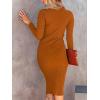 imageANRABESS Womens Long Sleeve Mock Neck Slim Fit Ribbed Bodycon Knit Slit Cocktail Sweater Midi Dress 2025 Trendy Fall OutfitsRust