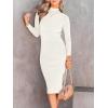 imageANRABESS Womens Long Sleeve Mock Neck Slim Fit Ribbed Bodycon Knit Slit Cocktail Sweater Midi Dress 2025 Trendy Fall OutfitsWhite