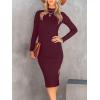 imageANRABESS Womens Long Sleeve Mock Neck Slim Fit Ribbed Bodycon Knit Slit Cocktail Sweater Midi Dress 2025 Trendy Fall OutfitsWine Red