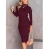 imageANRABESS Womens Long Sleeve Mock Neck Slim Fit Ribbed Bodycon Knit Slit Cocktail Sweater Midi Dress 2025 Trendy Fall OutfitsWine Red