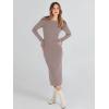 imageANRABESS Womens Long Sleeve Sweater Dress 2025 Fall Crewneck Bodycon Stretch Ribbed Knit Slim Fit Midi Dresses Trendy OutfitsAlmond
