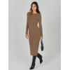 imageANRABESS Womens Long Sleeve Sweater Dress 2025 Fall Crewneck Bodycon Stretch Ribbed Knit Slim Fit Midi Dresses Trendy OutfitsBrown