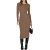 imageANRABESS Womens Long Sleeve Sweater Dress 2025 Fall Crewneck Bodycon Stretch Ribbed Knit Slim Fit Midi Dresses Trendy OutfitsBrown