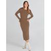 imageANRABESS Womens Long Sleeve Sweater Dress 2025 Fall Crewneck Bodycon Stretch Ribbed Knit Slim Fit Midi Dresses Trendy OutfitsBrown