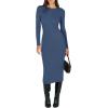 imageANRABESS Womens Long Sleeve Sweater Dress 2025 Fall Crewneck Bodycon Stretch Ribbed Knit Slim Fit Midi Dresses Trendy OutfitsDusty Blue