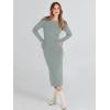 imageANRABESS Womens Long Sleeve Sweater Dress 2025 Fall Crewneck Bodycon Stretch Ribbed Knit Slim Fit Midi Dresses Trendy OutfitsLight Gray