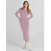imageANRABESS Womens Long Sleeve Sweater Dress 2025 Fall Crewneck Bodycon Stretch Ribbed Knit Slim Fit Midi Dresses Trendy OutfitsLight Purple