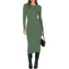 imageANRABESS Womens Long Sleeve Sweater Dress 2025 Fall Crewneck Bodycon Stretch Ribbed Knit Slim Fit Midi Dresses Trendy OutfitsOlive