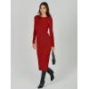 imageANRABESS Womens Long Sleeve Sweater Dress 2025 Fall Crewneck Bodycon Stretch Ribbed Knit Slim Fit Midi Dresses Trendy OutfitsRed