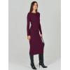 imageANRABESS Womens Long Sleeve Sweater Dress 2025 Fall Crewneck Bodycon Stretch Ribbed Knit Slim Fit Midi Dresses Trendy OutfitsWine Red