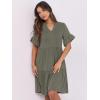imageANRABESS Womens Summer 2025 Trendy Ruffle Short Sleeve V Neck A Line Tiered Flowy Loose Casual Mini Beach Dress with PocketsArmy Green