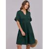 imageANRABESS Womens Summer 2025 Trendy Ruffle Short Sleeve V Neck A Line Tiered Flowy Loose Casual Mini Beach Dress with PocketsForest Green