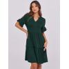 imageANRABESS Womens Summer 2025 Trendy Ruffle Short Sleeve V Neck A Line Tiered Flowy Loose Casual Mini Beach Dress with PocketsForest Green