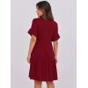 imageANRABESS Womens Summer 2025 Trendy Ruffle Short Sleeve V Neck A Line Tiered Flowy Loose Casual Mini Beach Dress with PocketsWine Red