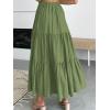 imageANRABESS Womens Summer Boho Flowy Swing Tiered ALine Maxi Skirt 2025 Fashion Trendy Elastic Waist Pleated Long Beach DressArmygreen