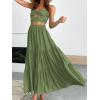 imageANRABESS Womens Summer Boho Flowy Swing Tiered ALine Maxi Skirt 2025 Fashion Trendy Elastic Waist Pleated Long Beach DressArmygreen