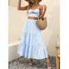 imageANRABESS Womens Summer Boho Flowy Swing Tiered ALine Maxi Skirt 2025 Fashion Trendy Elastic Waist Pleated Long Beach DressBlue