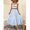 imageANRABESS Womens Summer Boho Flowy Swing Tiered ALine Maxi Skirt 2025 Fashion Trendy Elastic Waist Pleated Long Beach DressBlue