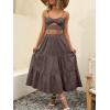 imageANRABESS Womens Summer Boho Flowy Swing Tiered ALine Maxi Skirt 2025 Fashion Trendy Elastic Waist Pleated Long Beach DressCoffee