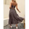 imageANRABESS Womens Summer Boho Flowy Swing Tiered ALine Maxi Skirt 2025 Fashion Trendy Elastic Waist Pleated Long Beach DressCoffee