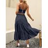 imageANRABESS Womens Summer Boho Flowy Swing Tiered ALine Maxi Skirt 2025 Fashion Trendy Elastic Waist Pleated Long Beach DressDark Navy Blue