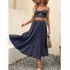 imageANRABESS Womens Summer Boho Flowy Swing Tiered ALine Maxi Skirt 2025 Fashion Trendy Elastic Waist Pleated Long Beach DressDark Navy Blue