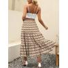 imageANRABESS Womens Summer Boho Flowy Swing Tiered ALine Maxi Skirt 2025 Fashion Trendy Elastic Waist Pleated Long Beach DressFloral Beige Brown