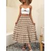 imageANRABESS Womens Summer Boho Flowy Swing Tiered ALine Maxi Skirt 2025 Fashion Trendy Elastic Waist Pleated Long Beach DressFloral Beige Brown