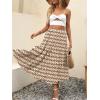 imageANRABESS Womens Summer Boho Flowy Swing Tiered ALine Maxi Skirt 2025 Fashion Trendy Elastic Waist Pleated Long Beach DressFloral Beige Brown