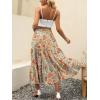 imageANRABESS Womens Summer Boho Flowy Swing Tiered ALine Maxi Skirt 2025 Fashion Trendy Elastic Waist Pleated Long Beach DressFloral Orange Red