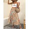 imageANRABESS Womens Summer Boho Flowy Swing Tiered ALine Maxi Skirt 2025 Fashion Trendy Elastic Waist Pleated Long Beach DressFloral Orange Red