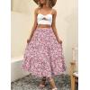 imageANRABESS Womens Summer Boho Flowy Swing Tiered ALine Maxi Skirt 2025 Fashion Trendy Elastic Waist Pleated Long Beach DressFloral Pink