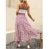 imageANRABESS Womens Summer Boho Flowy Swing Tiered ALine Maxi Skirt 2025 Fashion Trendy Elastic Waist Pleated Long Beach DressFloral Pink