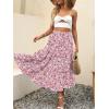 imageANRABESS Womens Summer Boho Flowy Swing Tiered ALine Maxi Skirt 2025 Fashion Trendy Elastic Waist Pleated Long Beach DressFloral Pink