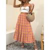 imageANRABESS Womens Summer Boho Flowy Swing Tiered ALine Maxi Skirt 2025 Fashion Trendy Elastic Waist Pleated Long Beach DressFloral Yellow Purple