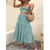 imageANRABESS Womens Summer Boho Flowy Swing Tiered ALine Maxi Skirt 2025 Fashion Trendy Elastic Waist Pleated Long Beach DressLake