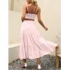 imageANRABESS Womens Summer Boho Flowy Swing Tiered ALine Maxi Skirt 2025 Fashion Trendy Elastic Waist Pleated Long Beach DressLight Pink