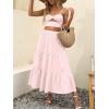imageANRABESS Womens Summer Boho Flowy Swing Tiered ALine Maxi Skirt 2025 Fashion Trendy Elastic Waist Pleated Long Beach DressLight Pink