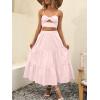 imageANRABESS Womens Summer Boho Flowy Swing Tiered ALine Maxi Skirt 2025 Fashion Trendy Elastic Waist Pleated Long Beach DressLight Pink