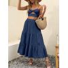 imageANRABESS Womens Summer Boho Flowy Swing Tiered ALine Maxi Skirt 2025 Fashion Trendy Elastic Waist Pleated Long Beach DressNavy Blue
