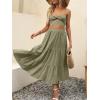 imageANRABESS Womens Summer Boho Flowy Swing Tiered ALine Maxi Skirt 2025 Fashion Trendy Elastic Waist Pleated Long Beach DressOlive