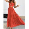 imageANRABESS Womens Summer Boho Flowy Swing Tiered ALine Maxi Skirt 2025 Fashion Trendy Elastic Waist Pleated Long Beach DressOrange