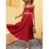 imageANRABESS Womens Summer Boho Flowy Swing Tiered ALine Maxi Skirt 2025 Fashion Trendy Elastic Waist Pleated Long Beach DressRed