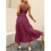 imageANRABESS Womens Summer Boho Flowy Swing Tiered ALine Maxi Skirt 2025 Fashion Trendy Elastic Waist Pleated Long Beach DressWine Red